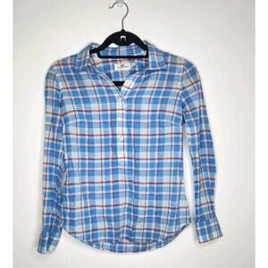 Vineyard Vines Little River Plaid Popover Long Sleeve Button Up Shirt Size 0